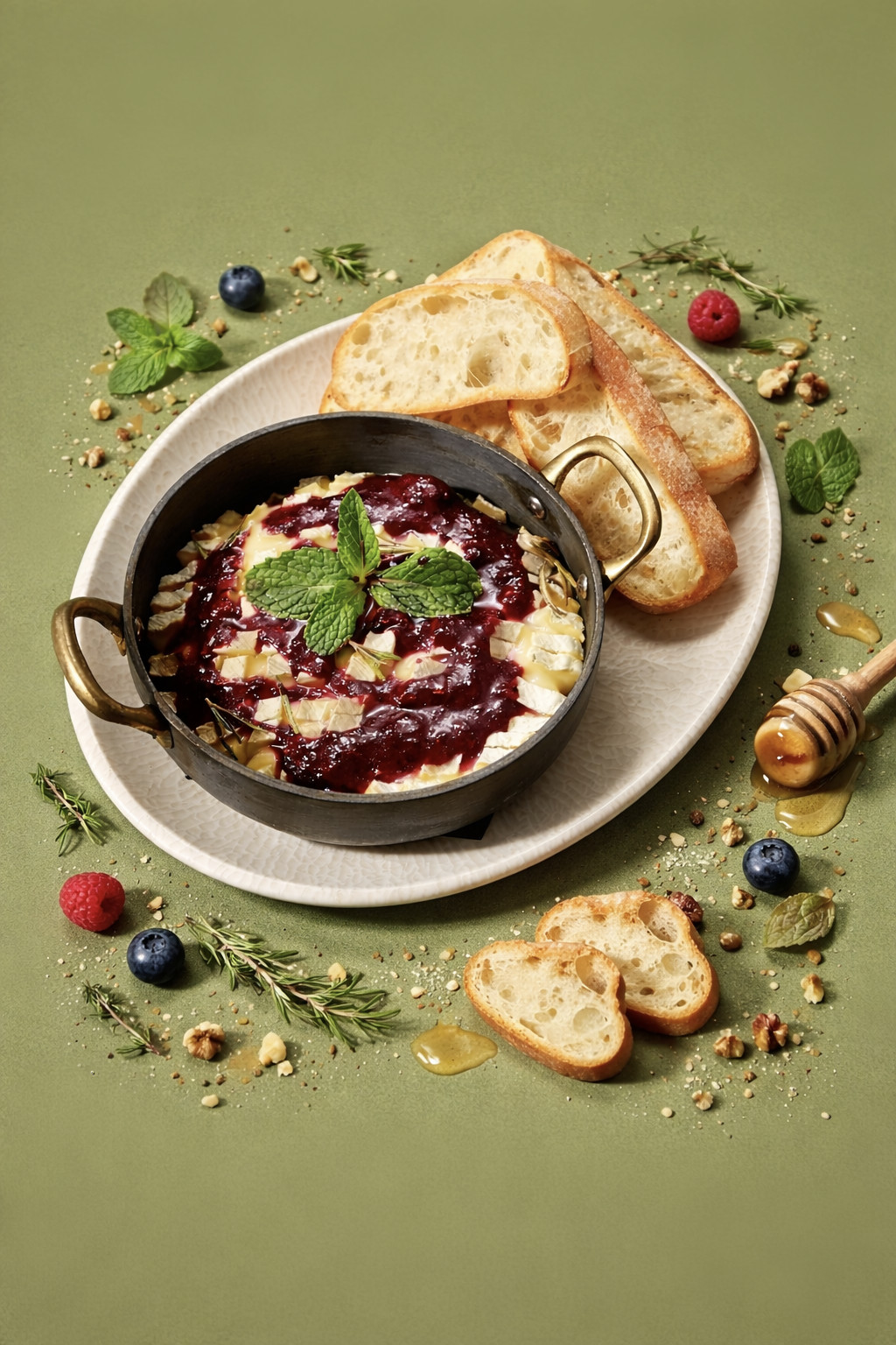Baked Camembert with rosemary and red fruit sauce at La Familia Tenerife