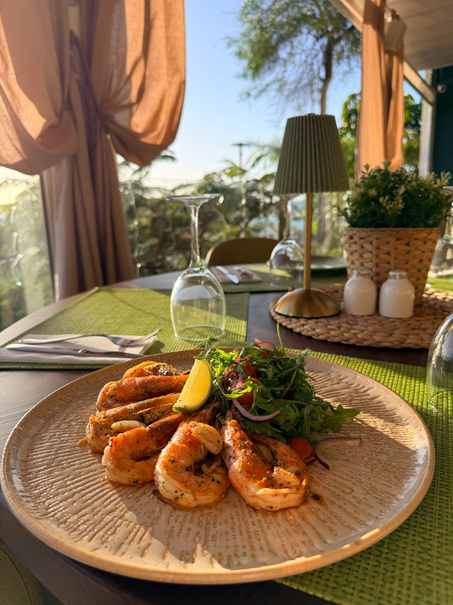 Grilled prawns dish at La Familia restaurant Tenerife